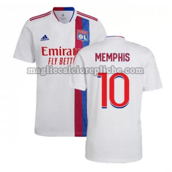 prima maglie calcio olympique lyon 2021 2022 memphis 10 bianco