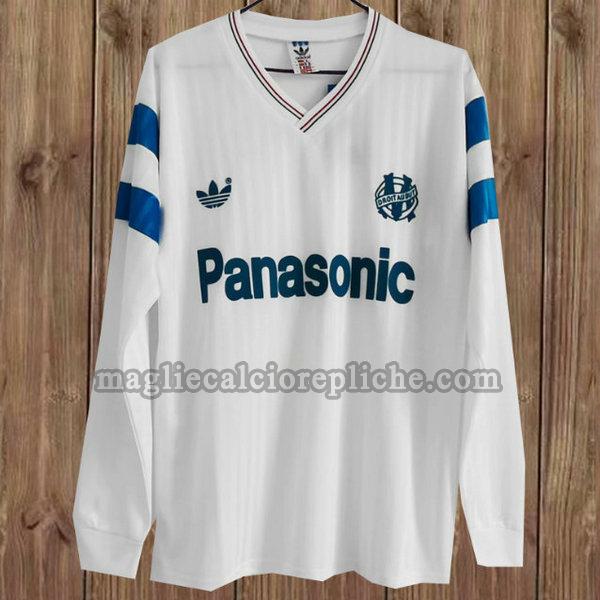 prima maglie calcio olympique marsiglia 1990-1991 manica lunga bianco