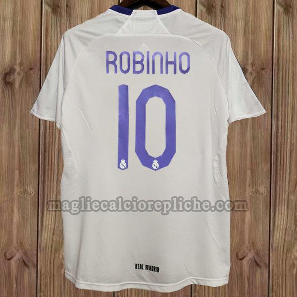 prima maglie calcio real madrid 2007-2008 robinho 10 bianco