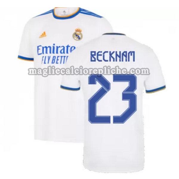 prima maglie calcio real madrid 2021 2022 beckham 23 bianco