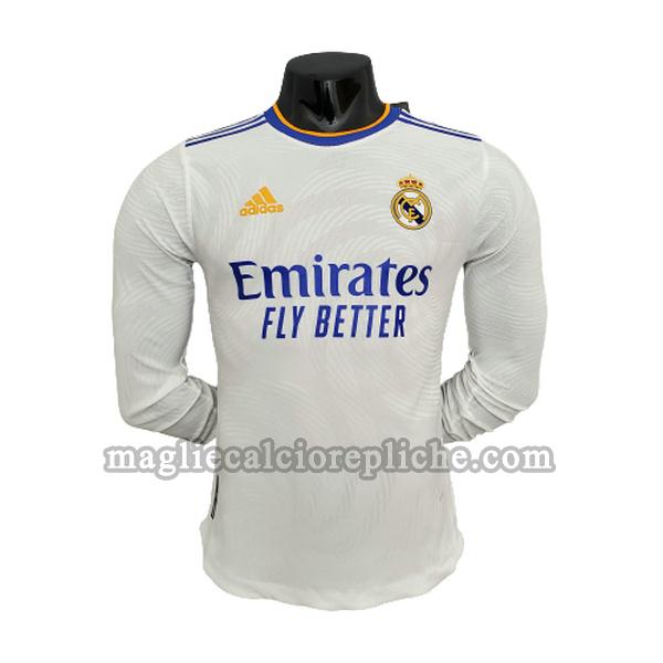 prima maglie calcio real madrid 2021 2022 player manica lunga bianco