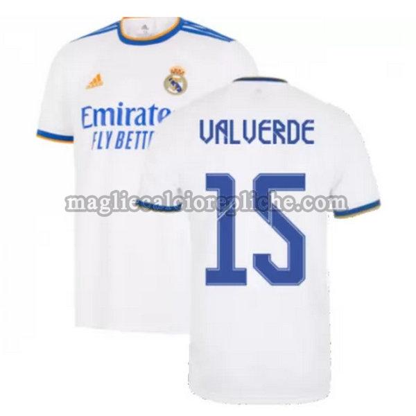 prima maglie calcio real madrid 2021 2022 valverde 15 bianco