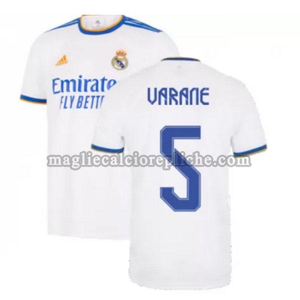 prima maglie calcio real madrid 2021 2022 varane 5 bianco