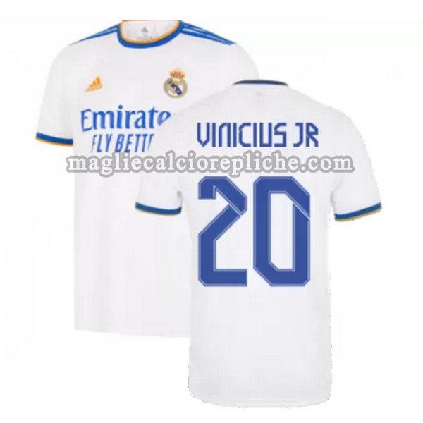 prima maglie calcio real madrid 2021 2022 vinicius jr 20 bianco