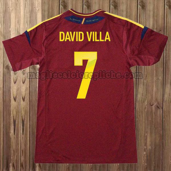 prima maglie calcio spagna 2012 david villa 7 rosso