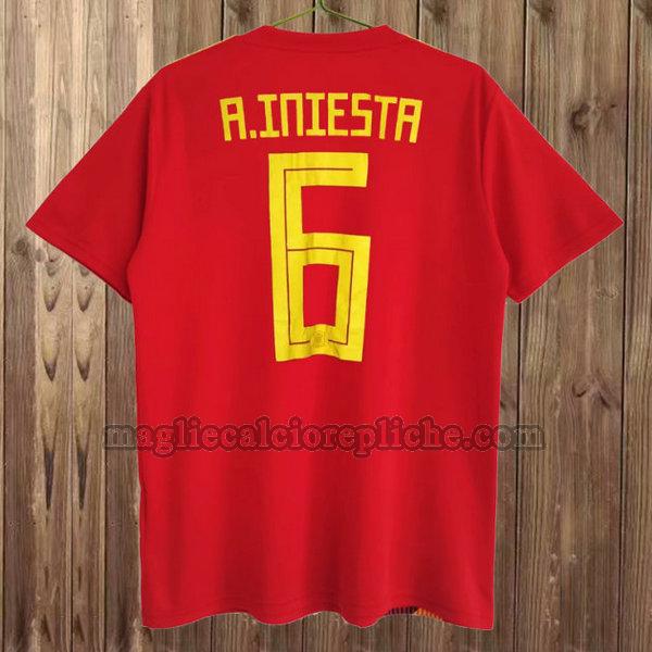 prima maglie calcio spagna 2018 a.iniesta 6 rosso