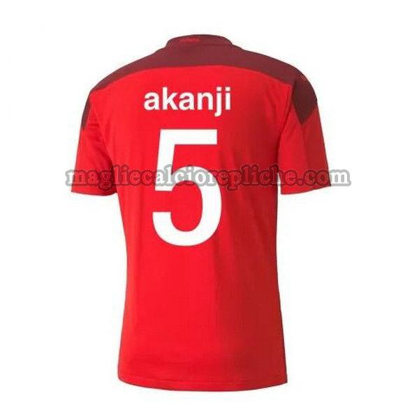 prima maglie calcio svizzera 2020-2021 akanji 5 rosso