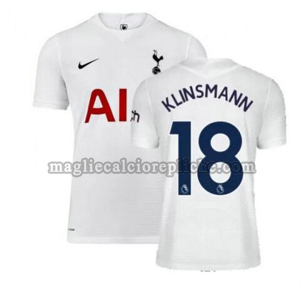 prima maglie calcio tottenham hotspur 2021 2022 klinsmann 18 bianco