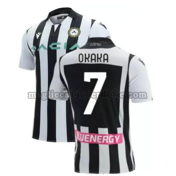 prima maglie calcio udinese 2021 2022 okaka 7 nero bianco