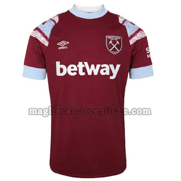 prima maglie calcio west ham 2022 2023 thailandia rosso