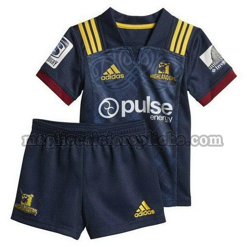 prima maglie rugby calcio bambino highlanders 2018 blu