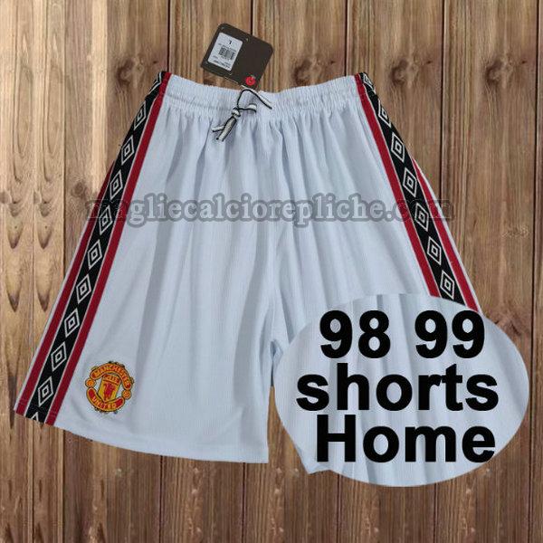 prima pantaloncini calcio manchester united 1998-1999 bianco