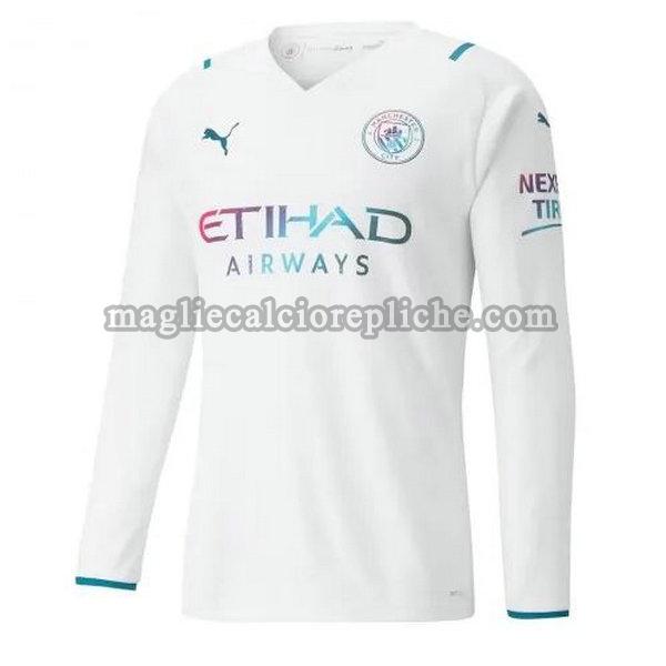 seconda divisa maglie calcio manchester city 2021 2022 manica lunga bianco