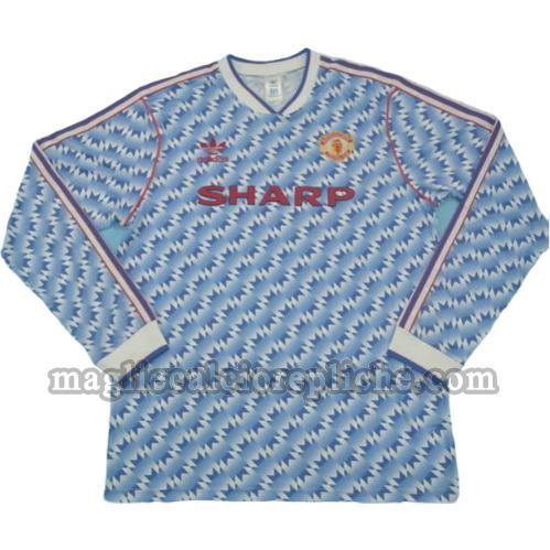 seconda divisa maglie calcio manchester united 1990-1992 manica lunga