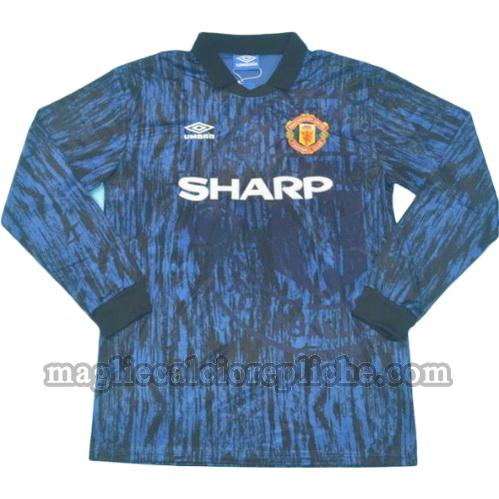 seconda divisa maglie calcio manchester united 1992-1993 manica lunga