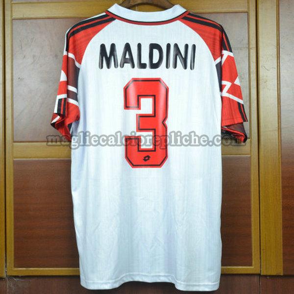 seconda maglie calcio ac milan 1997-1998 maldini 3 bianco