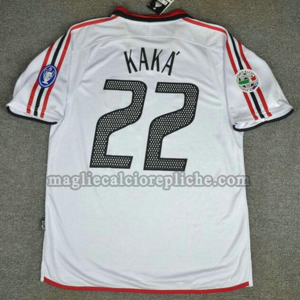 seconda maglie calcio ac milan 2003-2004 kaka 22 bianco