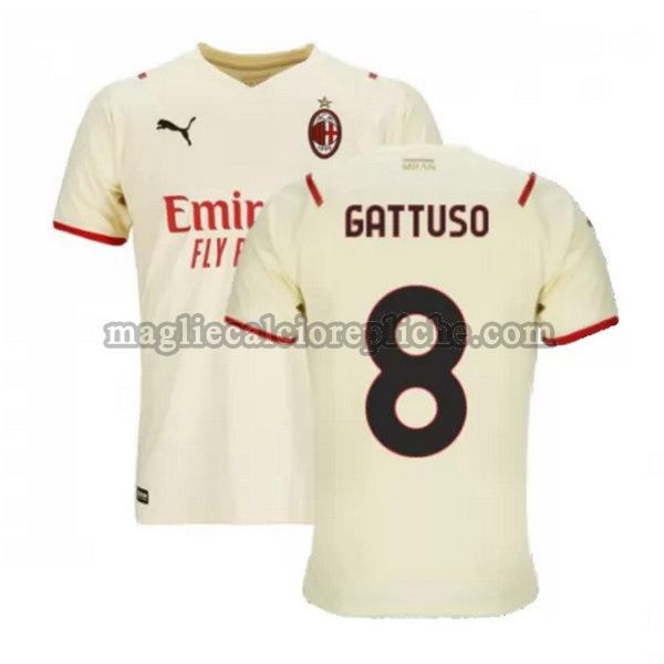 seconda maglie calcio ac milan 2021 2022 gattuso 8 bianco