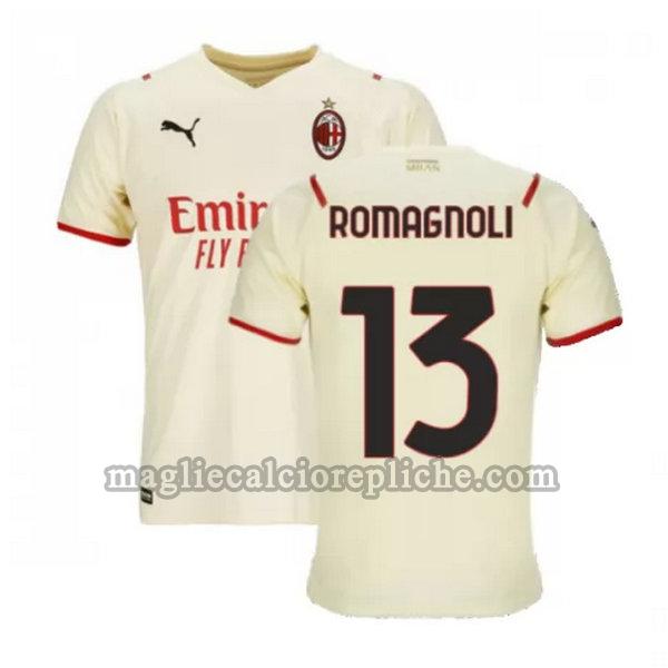 seconda maglie calcio ac milan 2021 2022 romagnoli 13 bianco