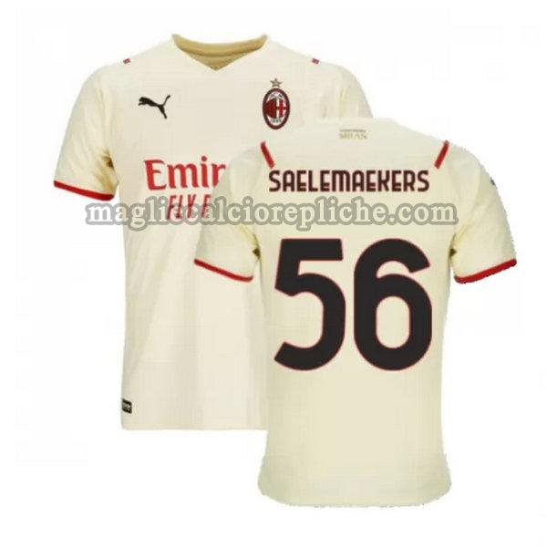 seconda maglie calcio ac milan 2021 2022 saelemaekers 56 bianco