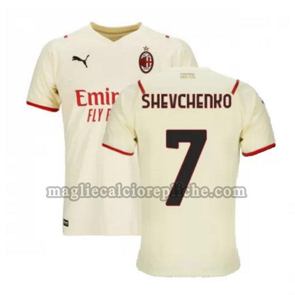 seconda maglie calcio ac milan 2021 2022 shevchenko 7 bianco