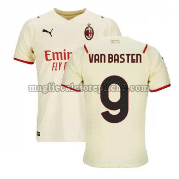 seconda maglie calcio ac milan 2021 2022 van basten 9 bianco