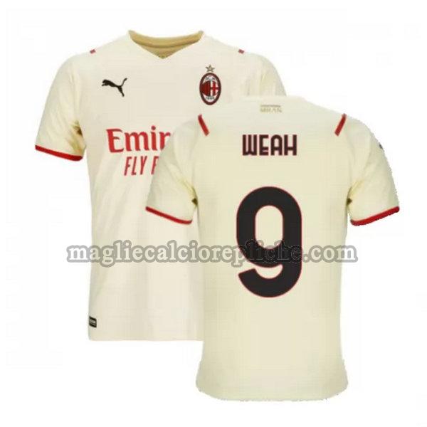 seconda maglie calcio ac milan 2021 2022 weah 9 bianco