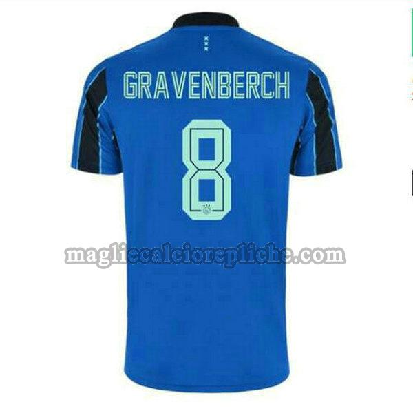 seconda maglie calcio ajax 2021 2022 ryan gravenberch 8 blu