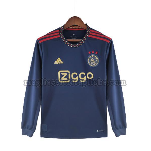 seconda maglie calcio ajax 2022 2023 manica lunga blu