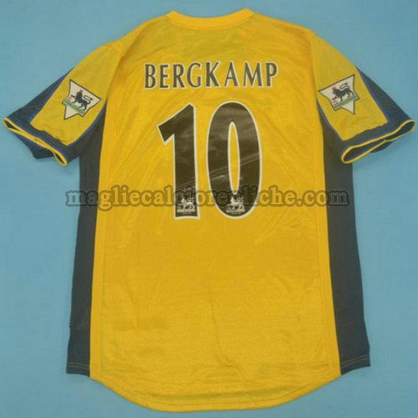 seconda maglie calcio arsenal 2000-2001 bergkamp 10 giallo
