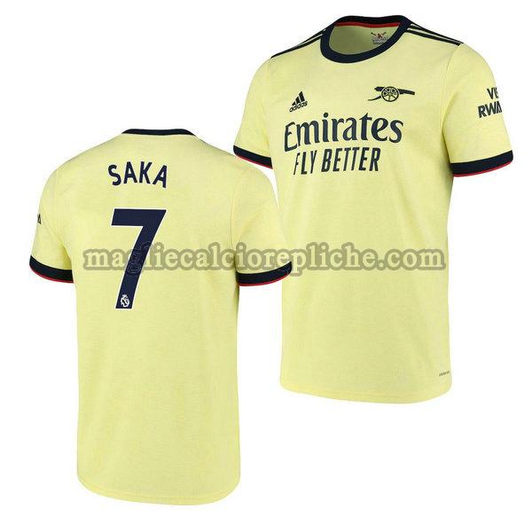 seconda maglie calcio arsenal 2021 2022 bukayo saka 7 giallo