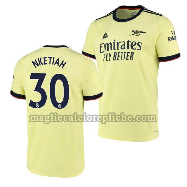 seconda maglie calcio arsenal 2021 2022 eddie nketiah 30 giallo