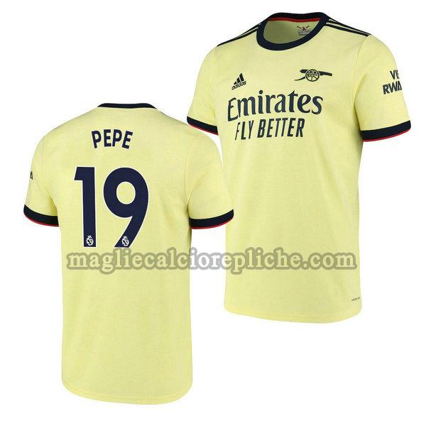 seconda maglie calcio arsenal 2021 2022 nicolas pepe 19 giallo