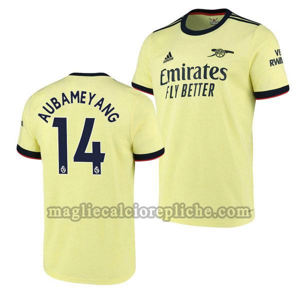 seconda maglie calcio arsenal 2021 2022 pierre emerick aubameyang 14 giallo