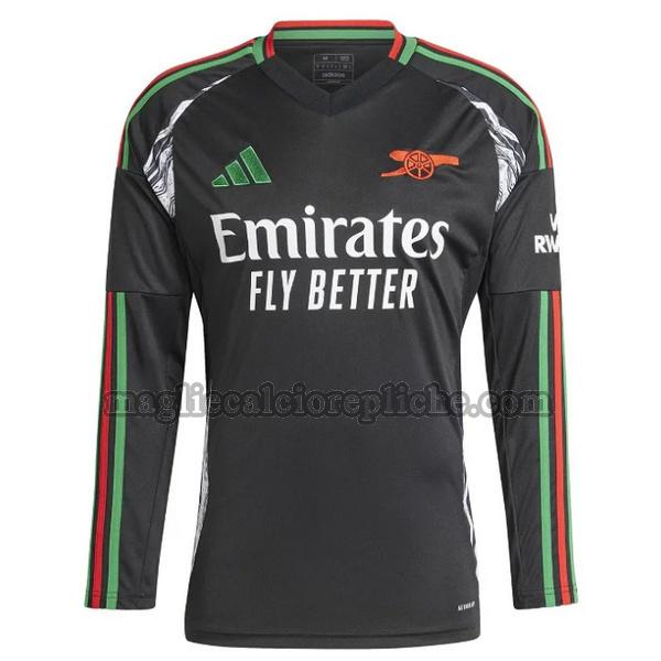 seconda maglie calcio arsenal 2024 2025 manica lunga nero