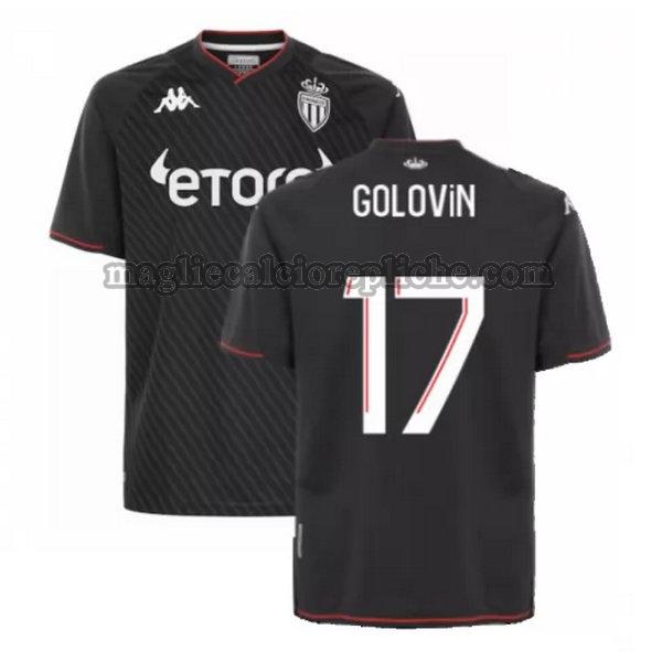 seconda maglie calcio as monaco 2021 2022 golovin 17 nero