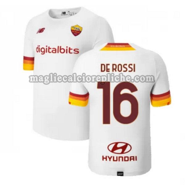 seconda maglie calcio as roma 2021 2022 de rossi 16 bianco