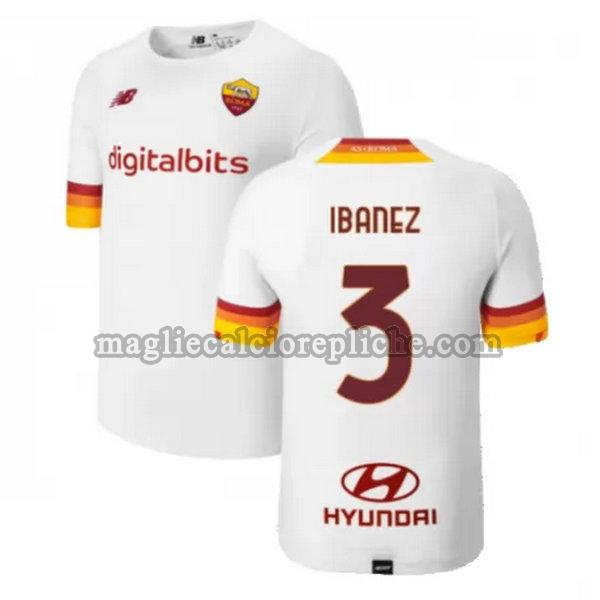 seconda maglie calcio as roma 2021 2022 ibanez 3 bianco