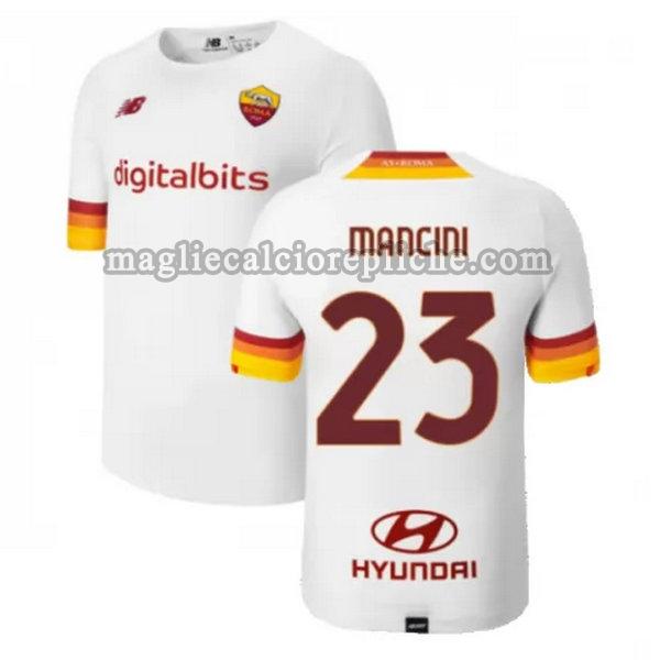 seconda maglie calcio as roma 2021 2022 mancini 23 bianco