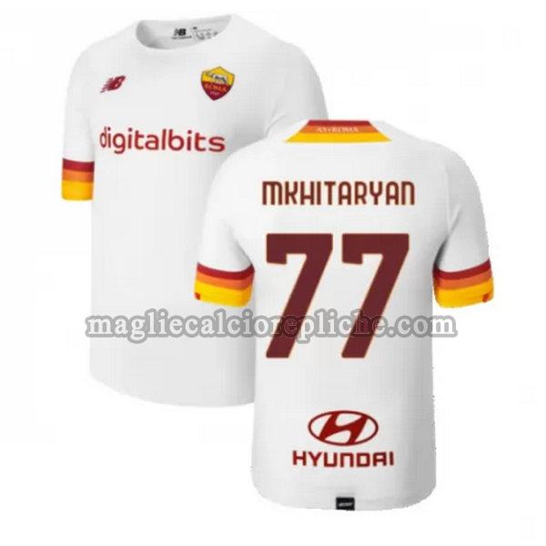 seconda maglie calcio as roma 2021 2022 mkhitaryan 77 bianco