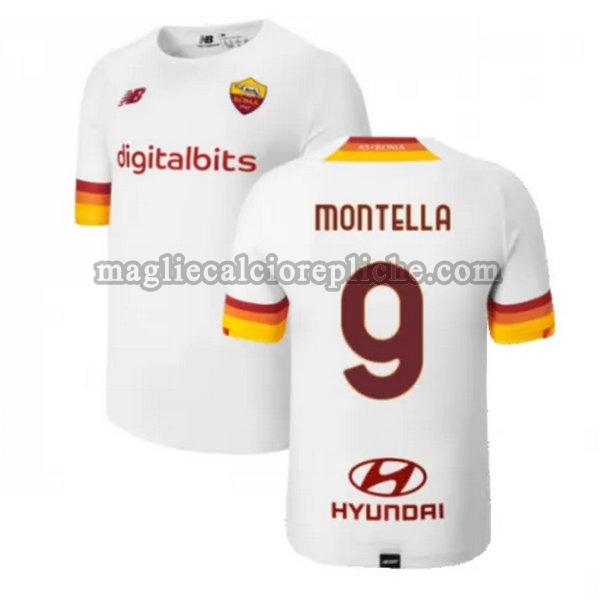 seconda maglie calcio as roma 2021 2022 montella 9 bianco