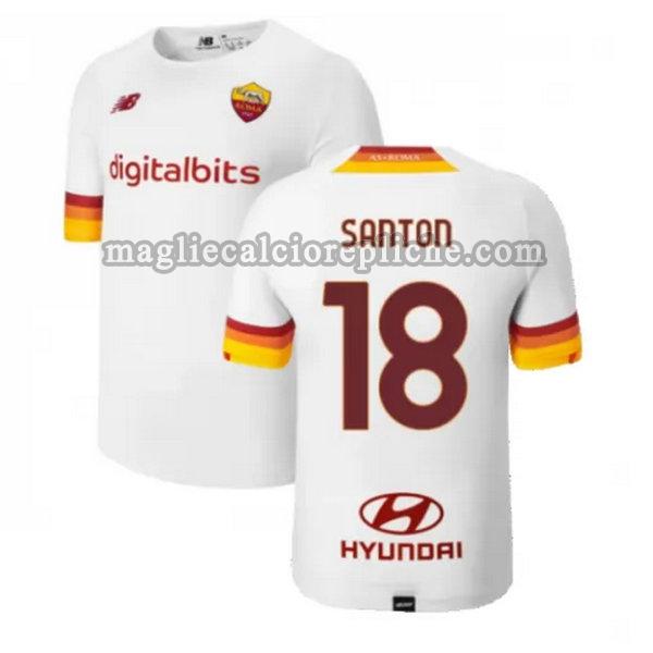 seconda maglie calcio as roma 2021 2022 santon 18 bianco