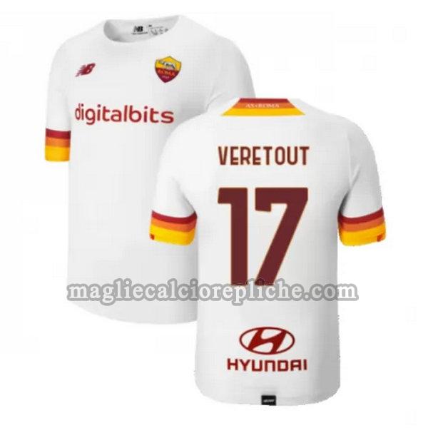 seconda maglie calcio as roma 2021 2022 veretout 17 bianco