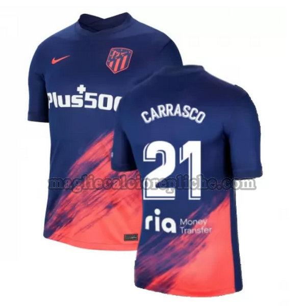 seconda maglie calcio atlético madrid 2021 2022 carrasco 21 blu nero