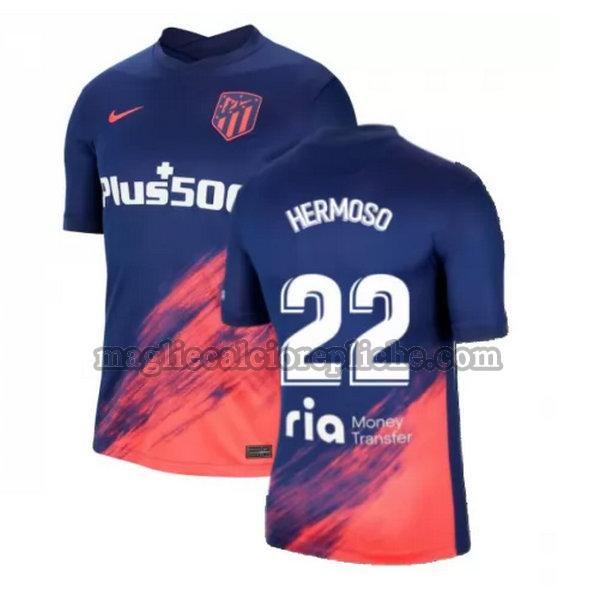 seconda maglie calcio atlético madrid 2021 2022 hermoso 22 blu nero