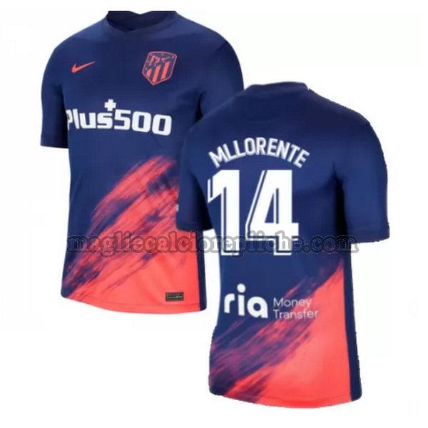 seconda maglie calcio atlético madrid 2021 2022 m llorente 14 blu nero