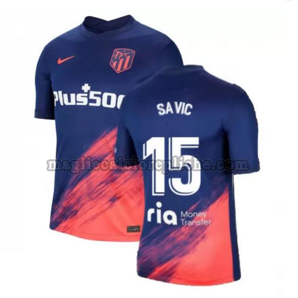 seconda maglie calcio atlético madrid 2021 2022 savic 15 blu nero