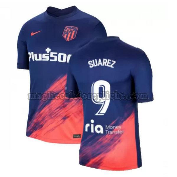 seconda maglie calcio atlético madrid 2021 2022 suarez 9 blu nero