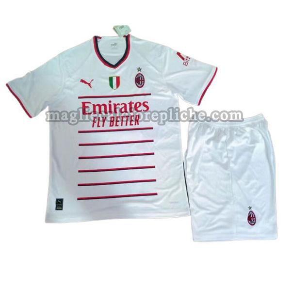 seconda maglie calcio bambino ac milan 2022 2023 bianco