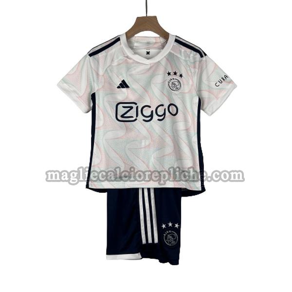 seconda maglie calcio bambino ajax 2023 2024 bianco